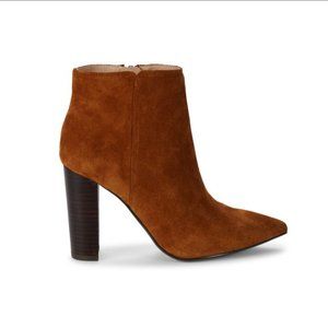NWT Saks Fifth Avenue Annie Stacked Heel Bootie - Size 10, Cognac